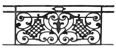 barandilla, rejilla de balcón, balcone de cruces, de fundición moldeada y de hierro forjado_Pajarito_PN