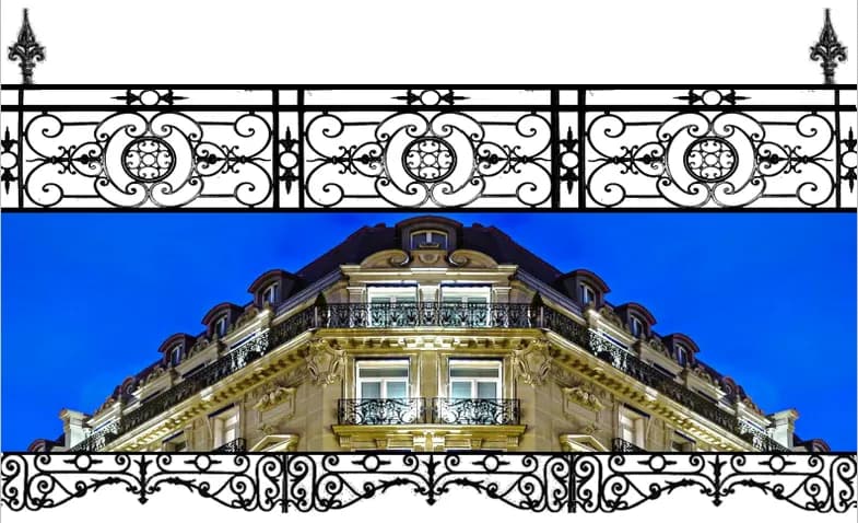 Reproducción idéntica de fundición de arte barandilla