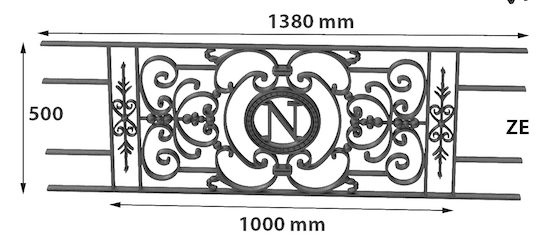 Reja de balcón, barandilla de fundición — ref ZE
