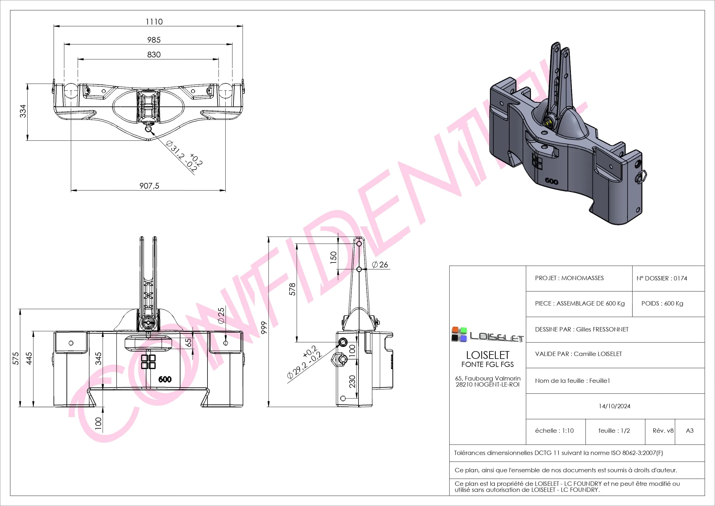 Plan de ensamblaje - 600 kg
