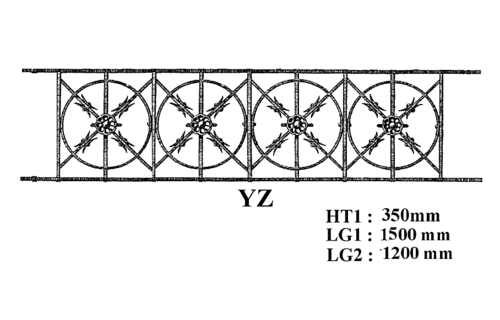 Reja de balcón, barandilla de fundición — ref YZ