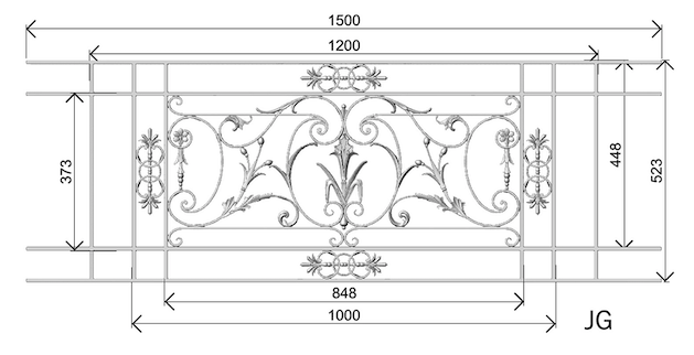 barandillas, rejillas de balcón, balcones de cruces, de fundición_Pajarito-JX