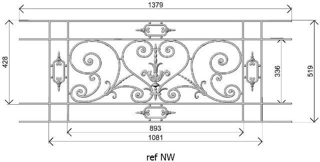 Barandillas, rejillas de balcón, balcones de cruces, de fundición - NW - PASOS